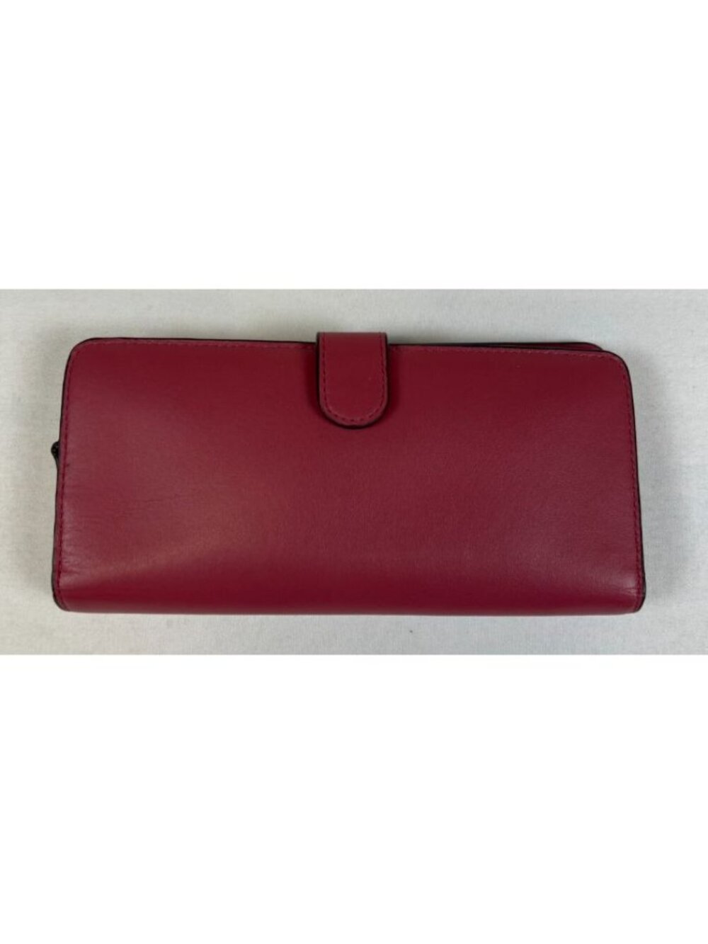 Coach Burgundy Pink Leather Snap Trifold Long Wallet ID Window - Picture 2 of 5